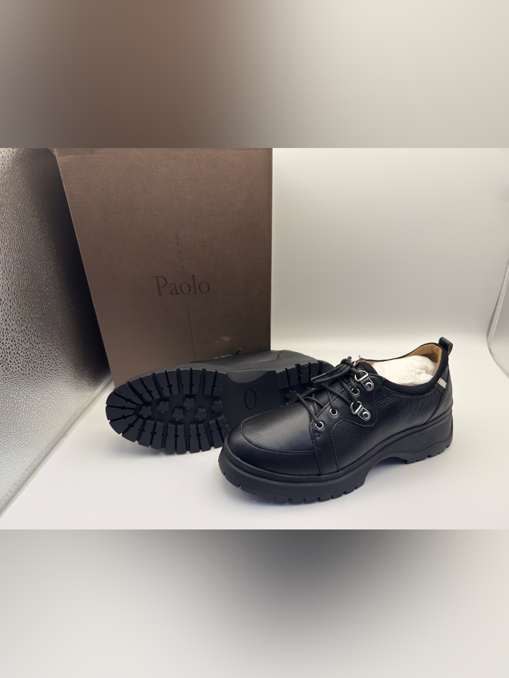 Linea Paolo Rielo-L Black Leather Lug Sole Oxford Shoes Women’s 8.5 NIB
